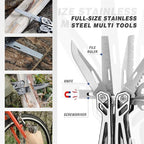 MOSSY OAK Multitool, 21-in-1 Stainless Steel Pocket Knife with Screwdriver Sleeve, Self-locking Pliers with Sheath-Perfect for Outdoor, Survival, Camping, Hiking, Simple Repair