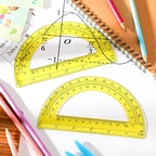 EBOOT Plastic Protractor Math Protractors 180 Degrees, 6 Inch, Pack of 2 (Yellow)