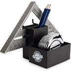 Tape Measure Holder for Pegboard - Includes Pencil Box and Carpenter Square Triangle Holder – Black Pegboard Organizer Accessories with Heavy Duty Peg Board Hooks - 16 Gauge Steel