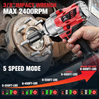 Cordless Impact Wrench 3/8" Compatible with Milwaukee 18V Battery, 600Ft-lbs (800N·m), Brushless Electric Impact Driver, 2400 RPM, LED Light – Compact, Light-Duty(No Battery)