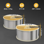 TOOLIOM E71T-GS .030"+.035" Diameter 2-Pound Spool Flux Core Self-shielded Carbon Steel MIG Welding Wire, 2PCS Dual Gauge Welding Wire