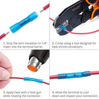 Wirefy 150 Wire Connectors - Wire Butt Connectors Heat Shrink - Heat Shrink Crimp Connector for Wiring - Electric Marine Grade Connector Waterproof Butt Splice Electrical Kit