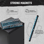 ALOANES Magnetic Socket Organizer Set, 3-Piece Heavy Duty Aluminum Holder Rail for Tool Box, 360 Swivel Clips Rack 1/4, 3/8, 1/2-Inch x 40 Clips (Aqua Blue)