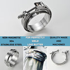 Stainless Steel 4 Inch V Band Exhaust Clamp Flange Kit for Exhaust, Quick Release 4 Inch V Band Clamp for Turbochargers To Hold Components Together Under High Pressure or Heat,1 Piece (4.0‘’)