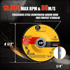 4-1/2 inch Grinding Wheels for General Purpose Metal & Stainless Steel, Aluminum Oxide Grinding Disc for Angle Grinder 4.5'' x 1/4'' x 7/8'' (25 Pack)