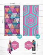 VENTURE 4TH Microfiber Beach Towel: Quick-Dry, Compact, Sand-Free, Absorbent, Sandproof and Lightweight - Perfect for Camping, Beach, and Roadtrips (Bohemian Summer Design | 35x78 inches)
