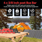 Heart Horse Power Distribution Block Bus Bar 3/8'' Terminal Stud 4 Post with Cover 250 Amp Rating for Marine Automotive and Solar Wiring RV Boat (250A, 3/8'', Red+Black)
