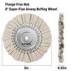 2PCS 8" Airway Buffing Wheel with 5/8" Arbor Flange-Free Hub，White Buffing Wheels for Angle Grinder, Mirror-Like Finishing Polishing Wheel for Aluminum Wheels Stainless Steel Chrome