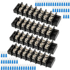 7 Circuits 7 Positions Terminal Block 20-30A 200-450V Dual Row Screw Terminals Strip with 56 PCS Heat Shrink Wire Fork Connectors(Pack of 4pcs)