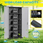 Pataku Metal Storage Cabinet, 71" Garage Cabinet with Doors and Shelves Lockable Steel Multifunctional Cabinets, File Cabinets for Home, Office, Warehouse(Black Grey)