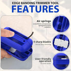 Edge Banding Trimmer with Tungsten Carbide Blades, Hand Planer Versatile Woodworking Edge Trimmer for Burrs, Manual Edge Banding Cutter for ABS, PVC, Veneer, and Melamine - Blue