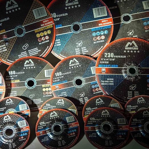 Merryland 5 Inch Metal Cutting Wheel, Stainless Steel, Iron, 50 Pack, C13081042, Angle Grinder Compatible