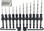 FTG USA Countersink Drill Bit Set for Wood with Tapered Drill Bit - #4 (7/64"), #6 (9/64"), #8 (11/64"), #10 (3/16")