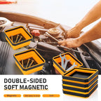 Barydat 10 Pcs Magnetic Tool Tray Collapsible Foldable Parts Trays Set Magnetic Screw Tray Magnetic Parts Bowl Square Silicone Magnetic Tool for Bolts Nuts Washers Pins Screw Parts (Orange)
