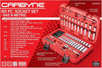 CARBYNE 1/4" Drive 6 Point Socket & Ratchet Set - 65 Piece | SAE & Metric. Includes Metric 4mm to 14mm, SAE 5/32" to 9/16. Chrome Vanadium Steel • From a Family-Run Tool Company Based in the U.S.A.
