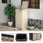 Vixzen 38Gallon Outdoor Trash Can with Lid,Waterproof Resin Waste Bin,Lightweight,Large Sturdy Garbage Bin for Patio,Kitchen,Backyard,Light Brown