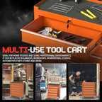 5-Drawer Rolling Tool Box, Metal Tool Chest with Wheels and Locking, Portable for Warehouse, Garage, Repair Shop, Workshop (Orange, 5-Drawer)