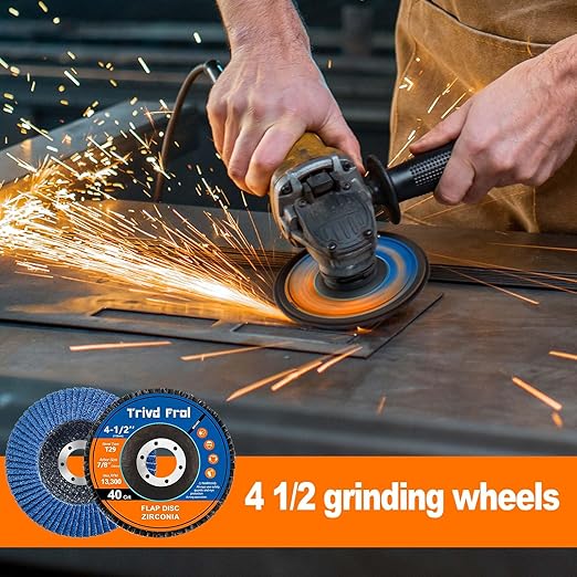 Flap Discs 4 1/2" for Angle Grinder - Trivd Frol 4 1/2 Flap Disc 40 Grit T29 Grinding Wheel, 7/8 Inch Zirconia Abrasive Angle Grinder Sanding Disc for Metal, Wood, Stainless Steel Finishing- 80 Pack