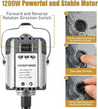 FlySkip Flex Shaft Rotary Tool with Foot Pedal Control,High-Powered 1200W Flex Shaft Grinder,30000RPM Hanging Grinding Machine 6.5mm Rotary Carver for Jewelry Polishing Grinding Sanding Metalworking