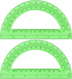 Plastic Protractor Math Protractors 180 Degrees for Geometry Classroom Student School Office Supplies, 6 Inch, Pack of 2 (Green)