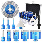 Diamond Core Drill Bit Set - BRSCHNITT Tile Hole Saw Kit 1/4" 3/8" 4/5" 1-3/8"2" 2-1/2" & 3/8" Finger Bit & 2" Chamfer Bit for Porcelain Tile Ceramic Marble Granite Diamond Blade