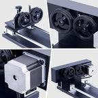 OMTech 4-Wheel Rotary Cutter and Engraver Attachment with Nema 23 2-Phase Stepper Motor for 50W 60W 80W 100W 130W CO2 Laser Engraving Machine Rotary Tool Accessory Kit for Wood and More