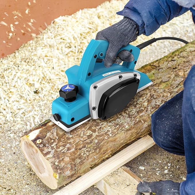 Electric Hand Planer, Portable Wood Planer Hand Held Power Planer Machine Woodworking Power Tool with Adjustable Planing Depth for Woodworker Carpenter Home DIY
