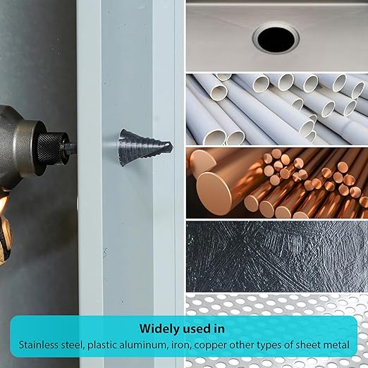 Cobalt Steel Step Drill Bit Set - Suitable for Metals, 1/4“ to 1-3/8” Specifications, Impact Step Drill bits with Titanium Coating and Aluminum Shell Professional Metal Drill bits