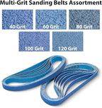 1/2 x 18 Zirconia Sanding Belts, 35 Pcs 7 Each of 40/60/80/100/120 Assorted Grits, 1/2x18 Inch Sanding Belts for Air Belt Sander, Knife Sharpening, Metal Polishing, Woodworking