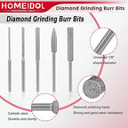 Stone Carving Set Diamond Burr Bits Compatible with Dremel, 11PCS Polishing Kits Rotary Tools Small Long Cone Accessories with 1/8’ Shank For Carving, Engraving, Grinding, Stone, Rocks, Jewelry, Glass