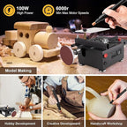 Mini Table Saw for Crafts, Portable Small Hobby Table Saw with 196 Accessories, Adjustable Speed & Angle, All-in-One Cutting, Sanding, Engraving for Wood, Plastic, PCB, Acrylic (Liftable)
