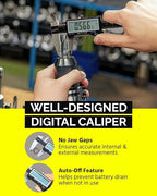 iGAGING EZCal Digital Caliper 0-8"/200 mm - IP54 Electronic Caliper with Extra-Large LCD Display - Quick & Accurate Measurements in Inch, Metric, & Fraction Modes - Includes Case, Manual, & Battery
