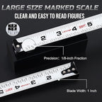LICHAMP Tape Measure 25 ft with Magnetic, 6 Pack Bulk Easy Read Chrome Measuring Tape Retractable with Fractions 1/8, Measurement Tapes 25-Foot by 1-Inch, Square