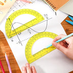 EBOOT Plastic Protractor Math Protractors 180 Degrees, 6 Inch, Pack of 2 (Yellow)