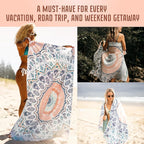 Sand Free Beach Towel, Quick Dry, Lightweight and Compact with Storage Bag, 160x90cm, Made from Recycled Bottles for Beach, Pool, Travel, Swimming and Outdoor Use (Sound of Summer)