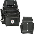 Leather Tool Belt with Adjustable Hook - Premium Heavy Duty Tool Belts for Men with 22 Multi-Purpose Pocket Tool Pouch (Black, Standard), RG-004