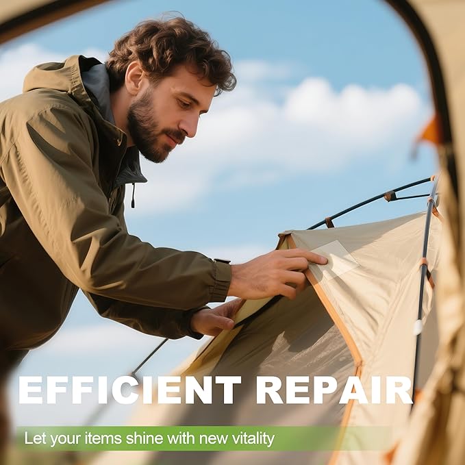 Awning Repair Tape,Tent Patch kit,Waterproof Repair Tape kit of RV Awning,Boat Covers,Canvas,Vinyl Fabric,Tarp,Sail-7x9in （Transparent,6ps）