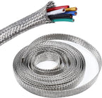 Tinned Copper Wire Shielding Sleeve, Expandable Ground Strap Wiring Braided Sleeving Metal Mesh Sheathing Cabling Wiring Protector (1/2inch - 12ft)