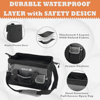 14-inch Tool Bag, Portable Tool Box Organizer Storage, Wide Mouth Tool Tote Bag with Large Zipper, 14-Pocket Adjustable Shoulder Strap and Ergonomic Handle (14" Standard Base)