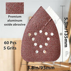 S&F STEAD & FAST Black and Decker Mouse Sanding Pads 60 Pack, 60, 80, 120, 150, 220 Grit Mouse Sander Sandpaper Assortment, 12 Hole Hook and Loop Detail Sander Pads with Tack Cloth