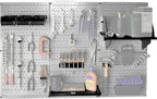 Wall Control 30-WRK-400GB Standard Workbench Metal Pegboard Tool Organizer, Gray/Black & Pegboard Paper Towel Holder and Dowel Rod Shelf Assembly for Slotted Tool Board Black