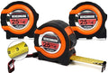 Benchmark - 3 Pack - 25 ft Tape Measures - Easy to Read Fractions to 1/8th inch - Magnetic Tip - Thumb and Quick Lock - Autowind - Belt Clip - Orange/Red