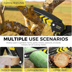 Saker Mini Chainsaw,6 Inch Portable Electric Chainsaw Cordless, Small Handheld Chain saw for Tree Branches,Courtyard, Household and Garden (SK1806D-Y)