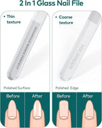 Upgraded Glass Nail File - Bilateral, Washable, Suitable for Natural Nails and Acrylic Nails