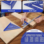 Square Combination Woodworking Tools, 7inch Carpenter Square Wood Working Tools and Accessories, 12inch Square Ruler, Includes 2-in-1 Carpentry Pencil, Protractor Angle Ruler Carpentry Tool