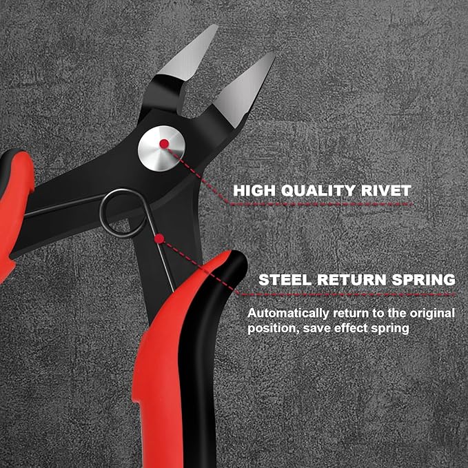 P.I.T. Micro Wire Cutter, 5.5'' Precision Electronics Flush Cutter with TPU Handle, Spring Loaded Wire Cutter for Crafting, Electronics, Jewelry Making