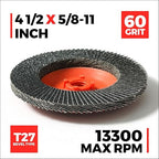Jumbo Zirconia Flap Discs 4 1/2 for Angle Grinder, 60 Grit Type 27 High Density Trimmable 5/8"-11 inch Grinding Wheels for Grinding, Rust Removal, Sanding and Finishing - 10 Pack
