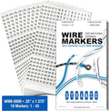 Premium Wire Marker Book for Cable Management, Vinyl-Coated, High-Tack Adhesive, Electric Panel Wire Label Stickers - 10 Pages, 1 Book, Numbered 1-45 (Pack of 10)