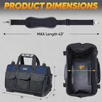 TICONN Heavy Duty Tool Bag with Multi-Pockets, Portable Tool Box Organizer Storage Bag, with Adjustable Shoulder Strap and Ergonomic Handle (Blue, 16" Molded Base)