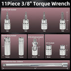 11Pcs 3/8 Inch Drive Spark Plug Socket Set with 72 Tooth Click Torque Wrench 5-45FT.LB/6.8-61N.M - Heavy Duty Magnetic Swivel Spark Plug Socket for Easy Access & Removal of Spark Plugs